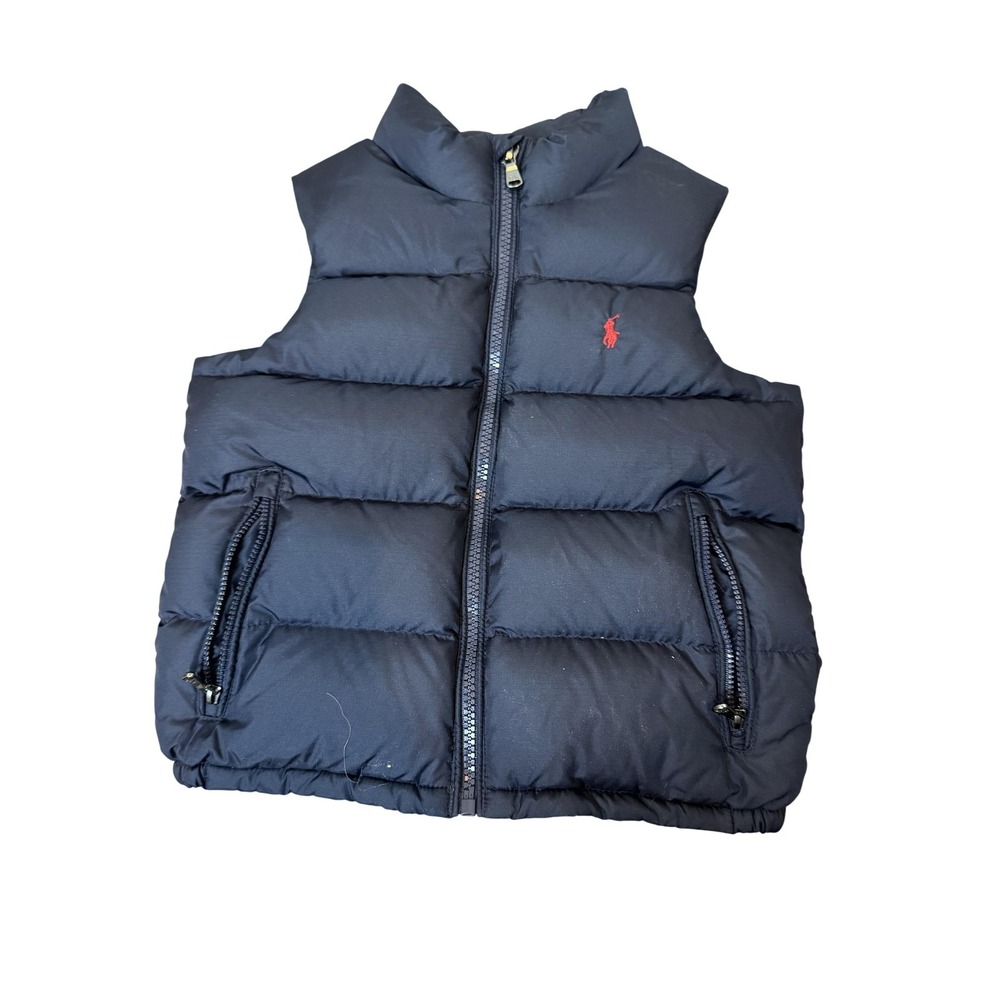Polo Ralph Lauren Vest Toddler 4 Navy Blue Puffer Quilted Full Zip Pony Logo